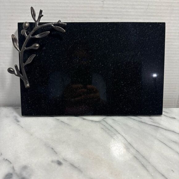 Michael Aram black granite cheese charcuterie board olive branch - Picture 1 of 13
